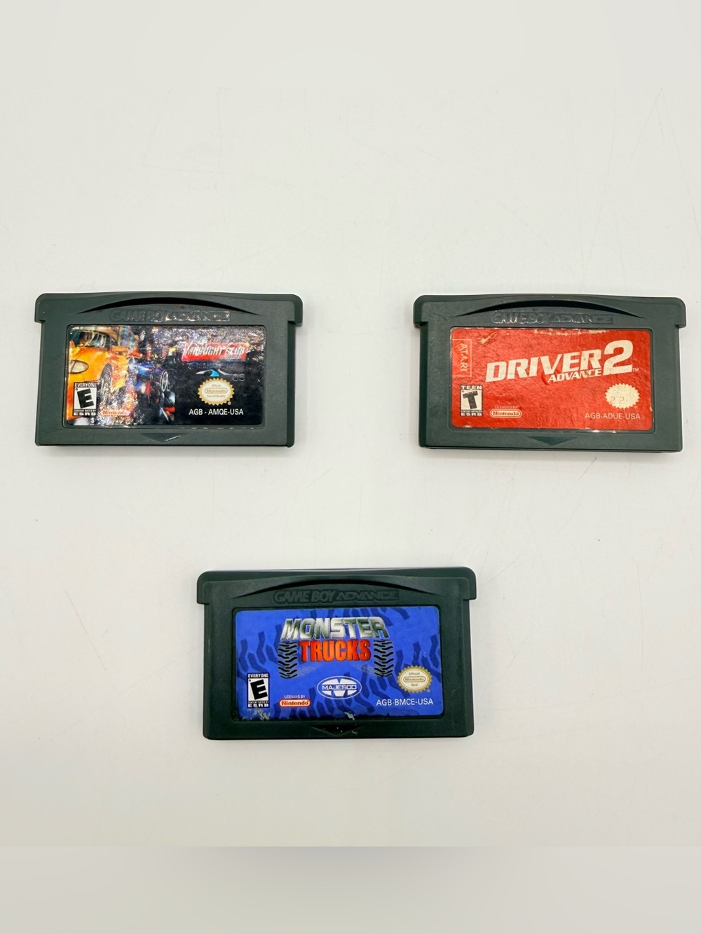 Nintendo Advance 3 Game Bundle Driver 2,Midnight Club,Monster Trucks UNTENDED